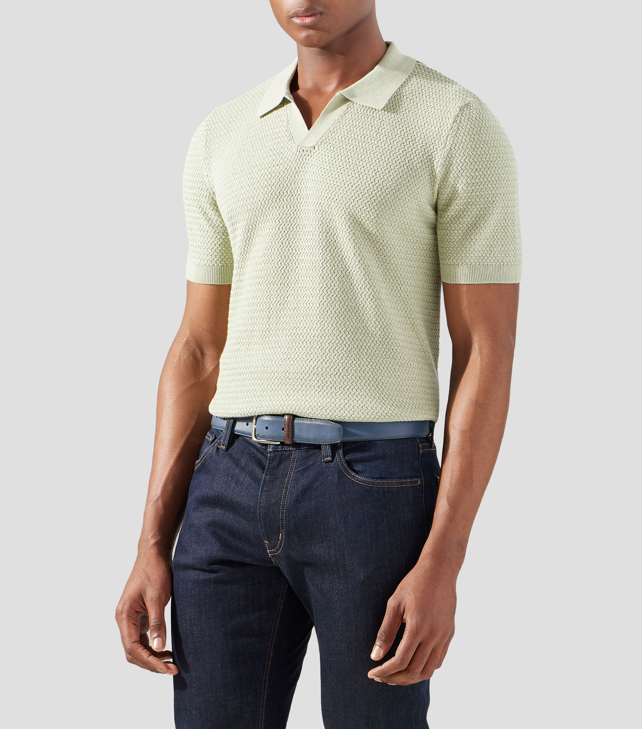 Playera tipo polo manga corta con microdiseños Hombre